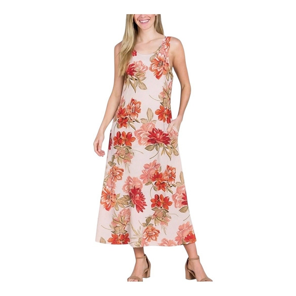 Paper Heart Anthropologie Maxi Dress Linen Blend Medium Floral Beach Vacation